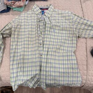 Classic Plaid Button-Down Shirt in Green and Blue